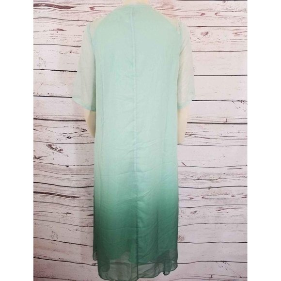 NWT FloryDay Dress Sheer Ombre Green layers emboidered ruffles Sz Medium - Picture 5 of 8